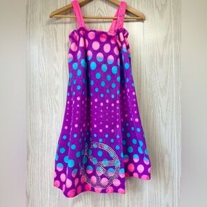 Justice colorful towel dress, peace symbol, size youth M/L EUC